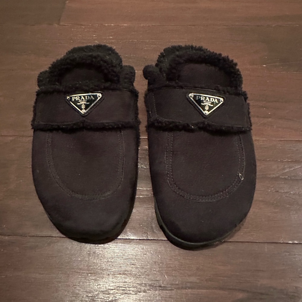 Prada Women's Black Suede Slippers